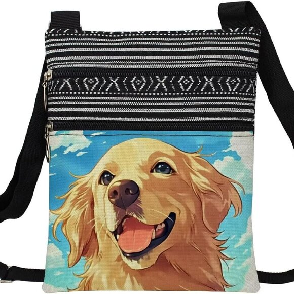 Golden Retriever Crossbody Bag Small Ethnic Pattern Wallet Phone Organizer - Picture 1 of 7